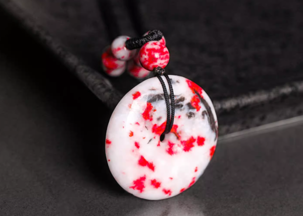 Chicken blood stone safety button pendant-111