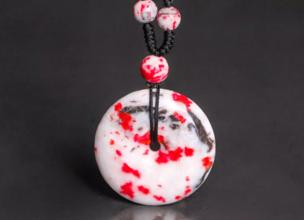 Chicken blood stone safety button pendant-111 - Image 2