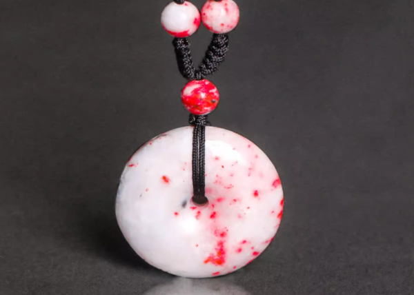 Chicken blood stone safety button pendant-111 - Image 4