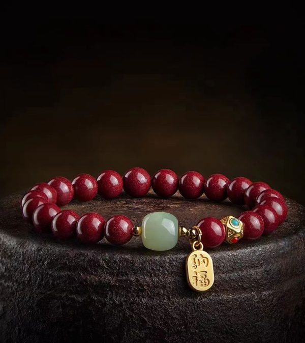 Natural raw cinnabar bracelet-257 - Image 4