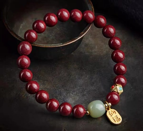 Natural raw cinnabar bracelet-257 - Image 3