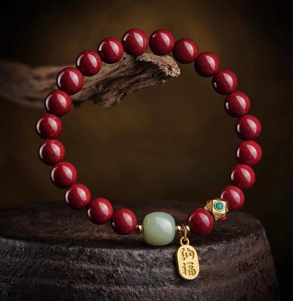 Natural raw cinnabar bracelet-257 - Image 2